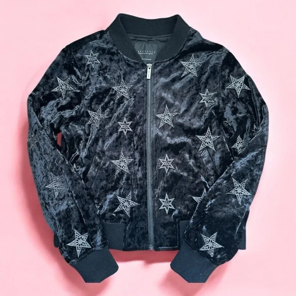 Black Velvet Bomber Jacket Sanctuary Size small - Picture 1 of 1